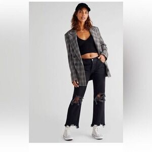 Free People Black Straight Leg Jeans